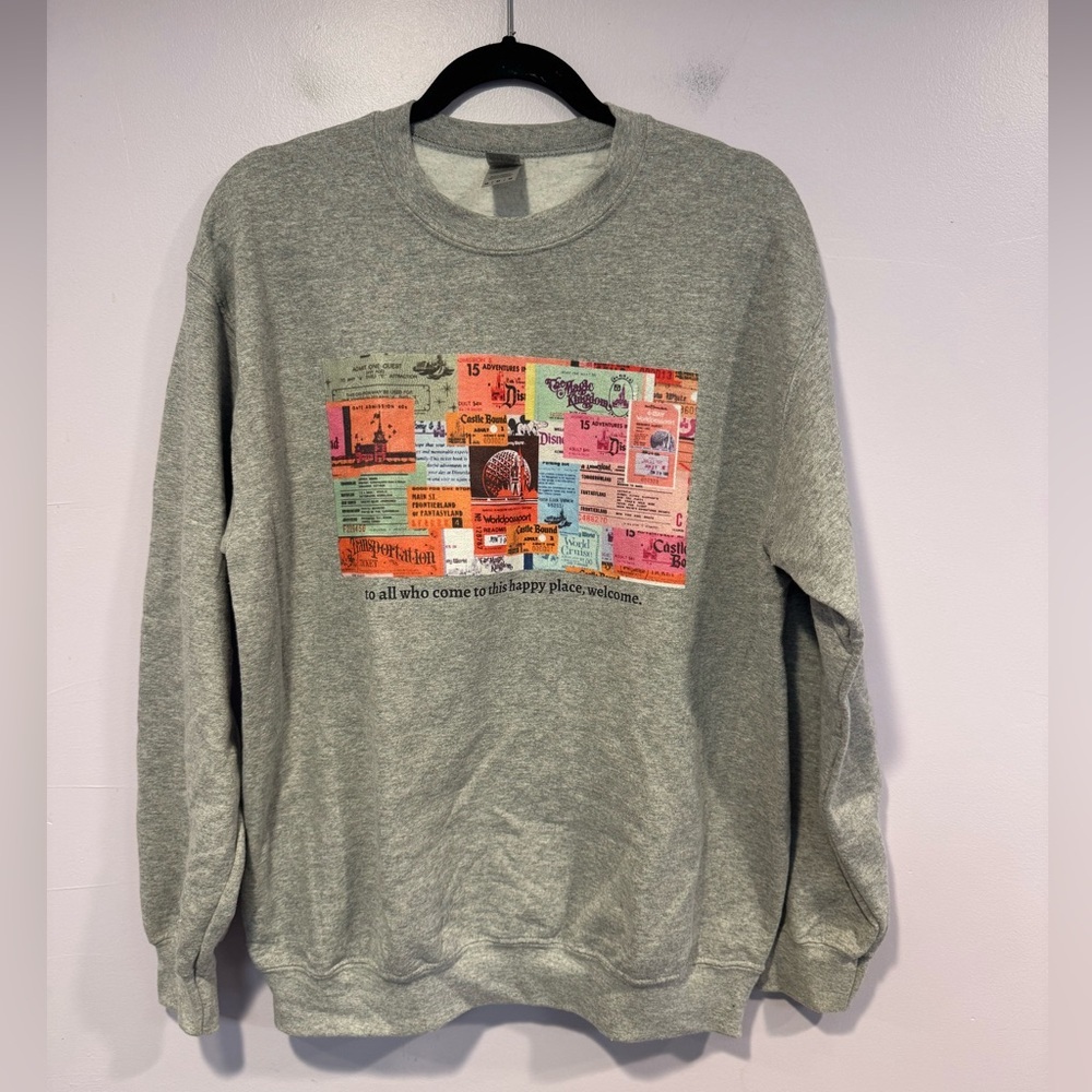 Disney World vintage ticket grey sweatshirt